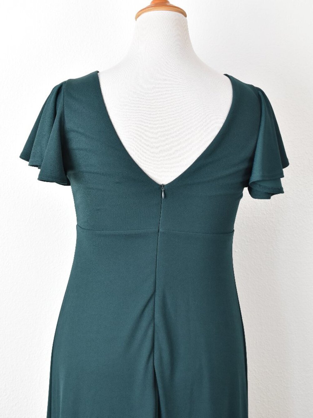 Birdy Grey Hannah Dress Crepe Emerald Flutter Sleeve - L - Picture 8 of 9